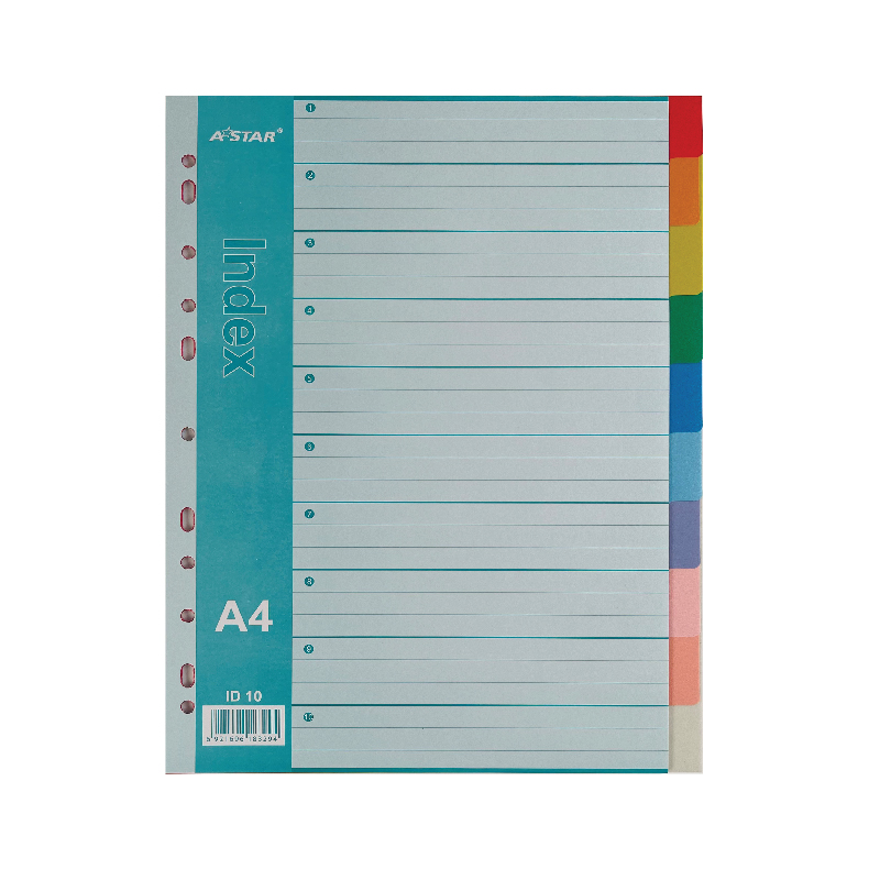 thumbnail image 2 of A4 File Dividers, 5 Pack 10 Part Coloured Multi Hole Punched Tabbed Index Dividers For Lever Arch Files & Ring Binders 2 of 13
