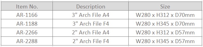Centre Arch File Dimensions